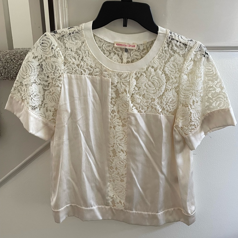 Ivory silk and lace blouse